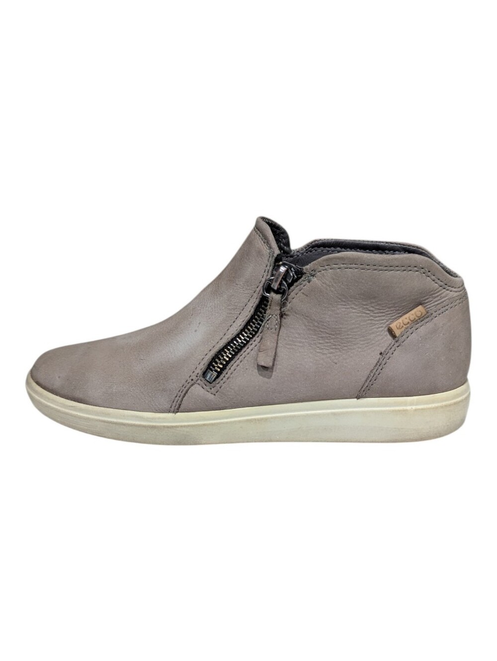 Ecco Ladies Soft 7 Ankle Bootie Casual Sneaker Taupe Gray Leather Women's Size 6